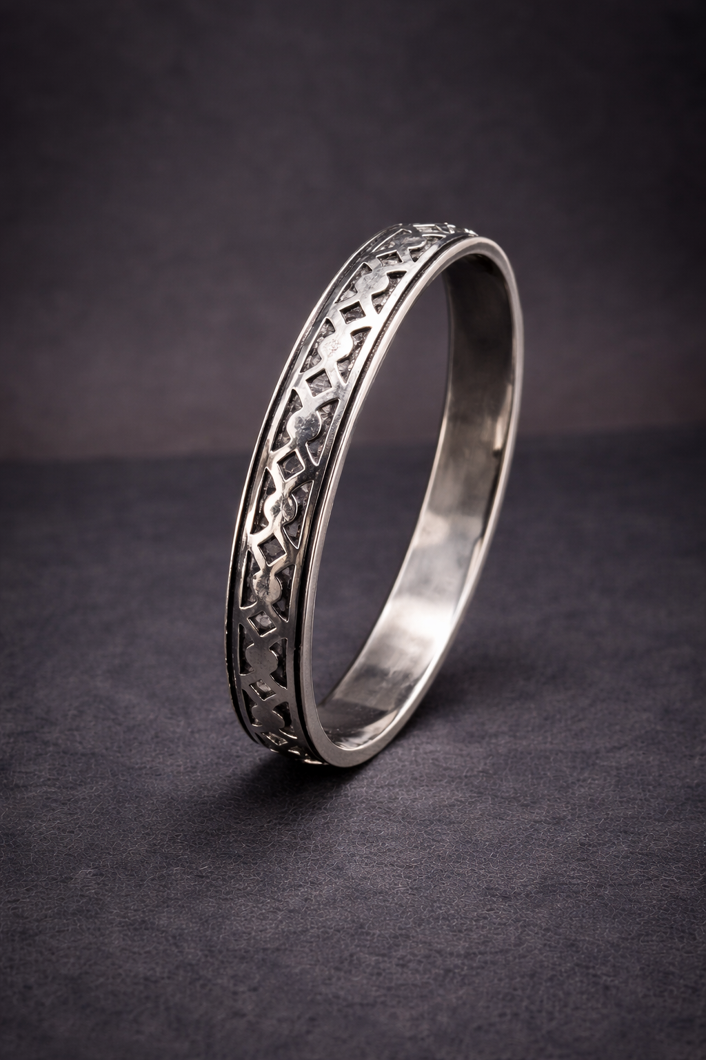 Traditional Cut Work Pure Silver Kada for Men – Premium Finish | Silveradda