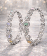 925 Premium Silver Bangle for Women with Multicolor Square Stones | Elegant Look – Silveradda