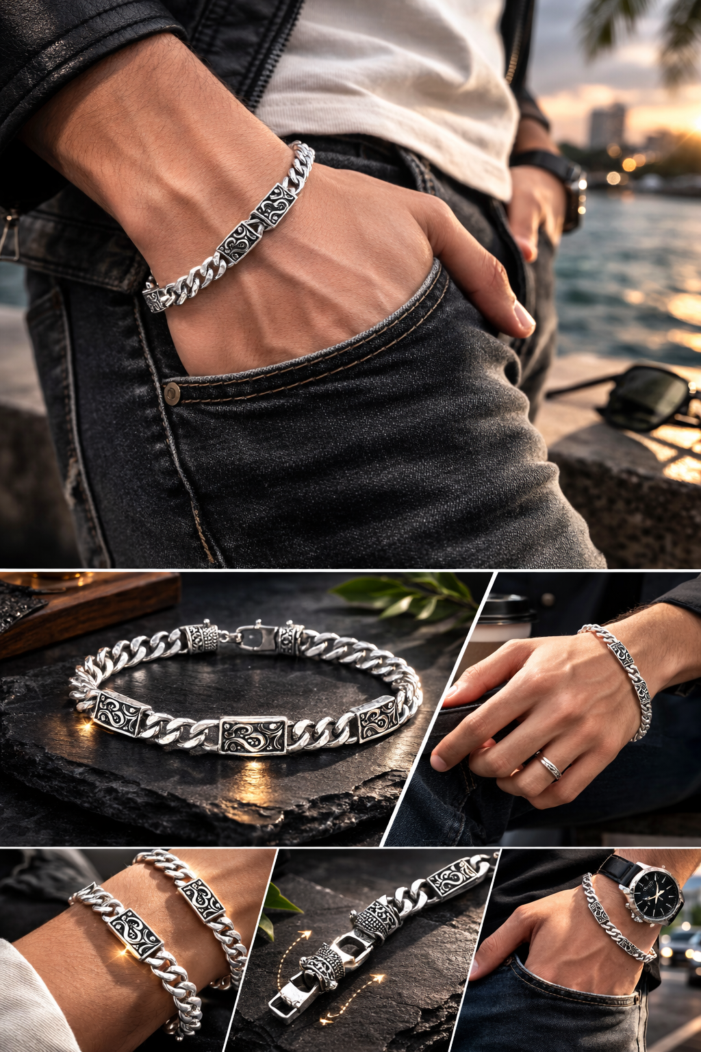 925 Divine Om Silver Link Bracelet Silveradda