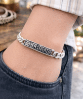 Men’s 925 Silver Om Namah Shivay Chain Bracelet Silveradda