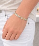 Classic Gold & White Two-Tone Stone Designer Bracelet | Silveradda