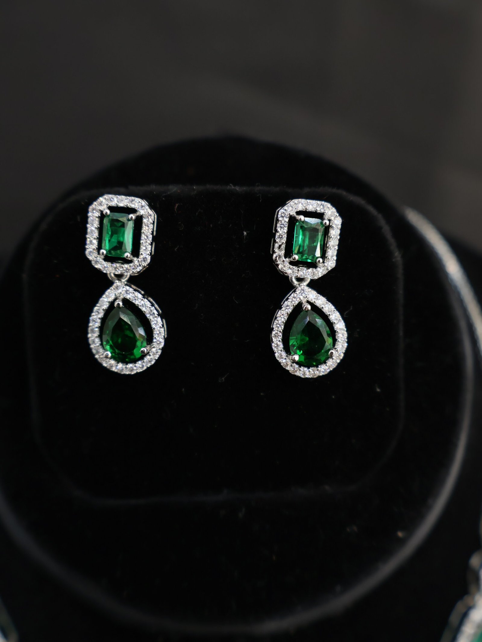 Green Stone Necklace Set with Earrings for Bridal & Party Wear | Silveradda