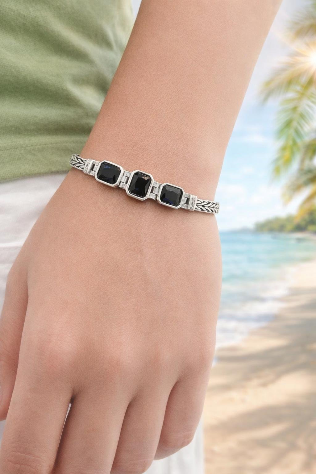 Midnight Ocean Dark Blue Stone Luxury Bracelet – Silveradda