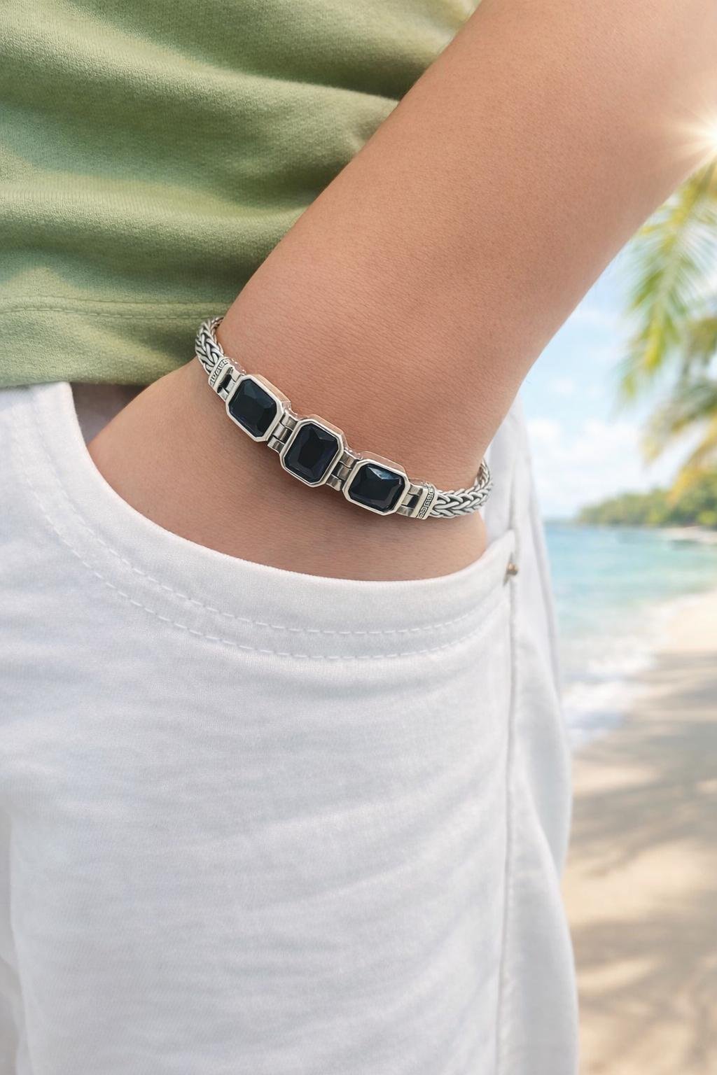 Midnight Ocean Dark Blue Stone Luxury Bracelet – Silveradda