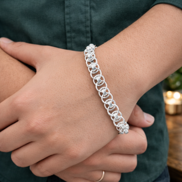 Men’s Sterling Silver Byzantine Chain Bracelet – Silveradda