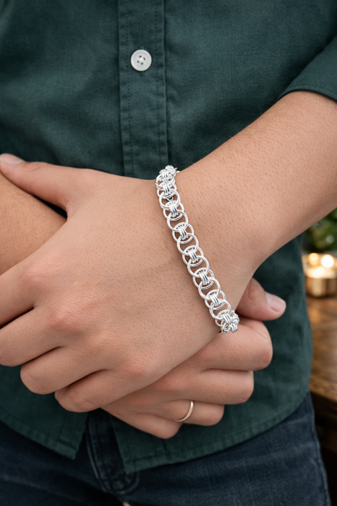 Men's Sterling Silver Byzantine Chain Bracelet | Silveradda