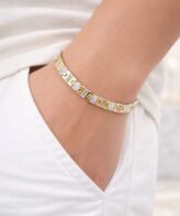 Classic Gold & White Two-Tone Stone Designer Bracelet | Silveradda