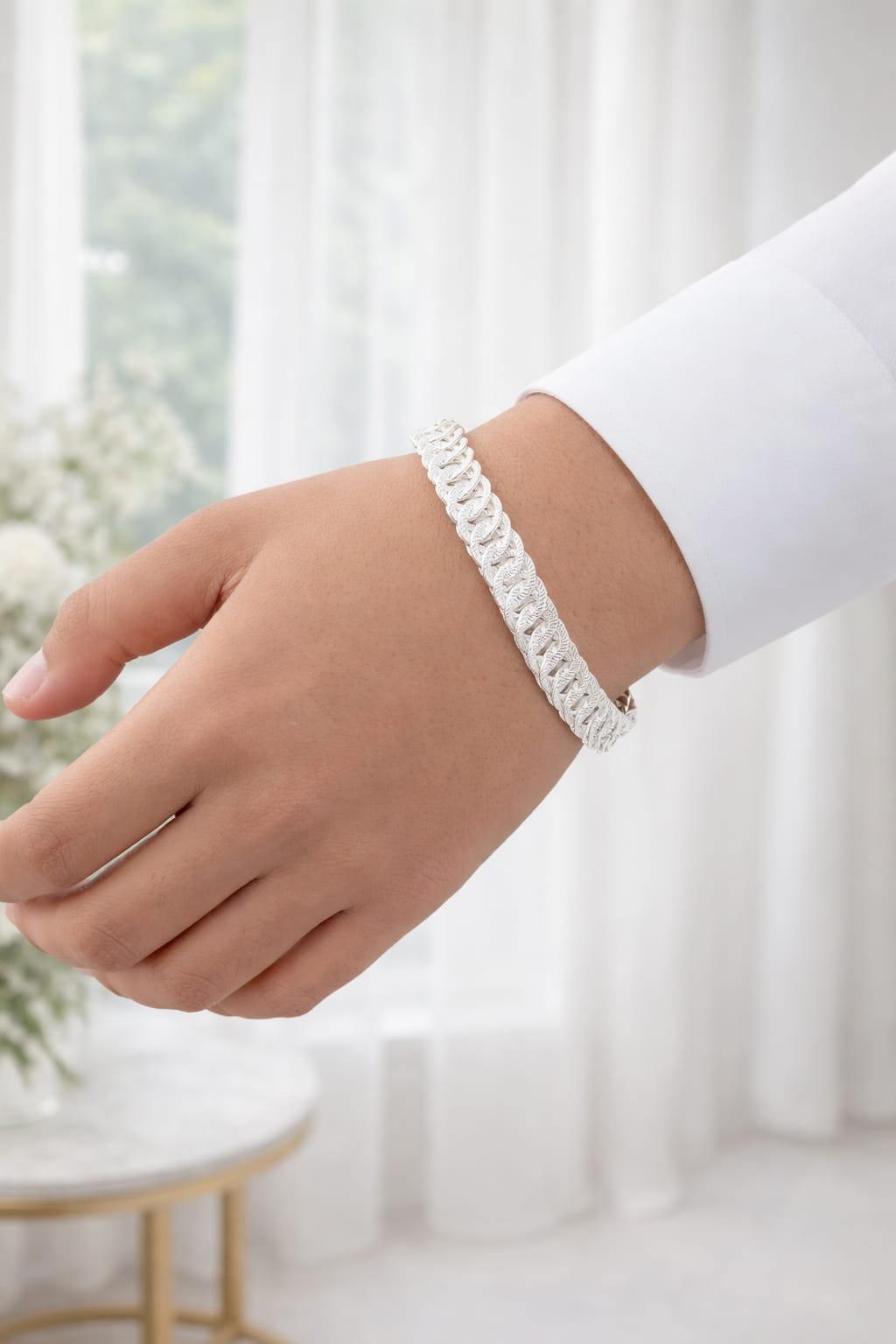 Sterling Silver Woven Link Bracelet for Men | Premium Handcrafted Chain – Silveradda