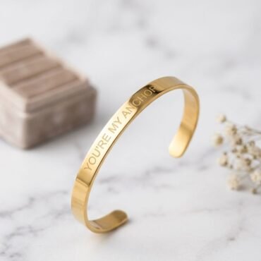 Minimal Engraved Silver Kada You're My Anchor | Silveradda