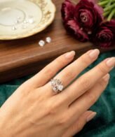 925 Sterling Silver Heart Clover Ring with CZ Stones | Silveradda