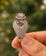 925 Sterling Silver Heart Design Solitaire Ring with CZ Stones | Silveradda