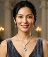 Blue Stone Silver Necklace Set for Women | Silveradda