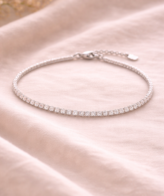 Minimal CZ Tennis 925 Silver Bracelet for Women | Silveradda