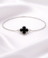 925 Sterling Silver Black Clover Bracelet for Women – Minimal Lucky Charm | Silveradda