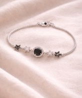Black Stone Star Charm 925 Silver Bracelet for Women | Silveradda