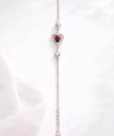 Romantic Heart Design Red Stone Silver Bracelet for Women | Silveradda
