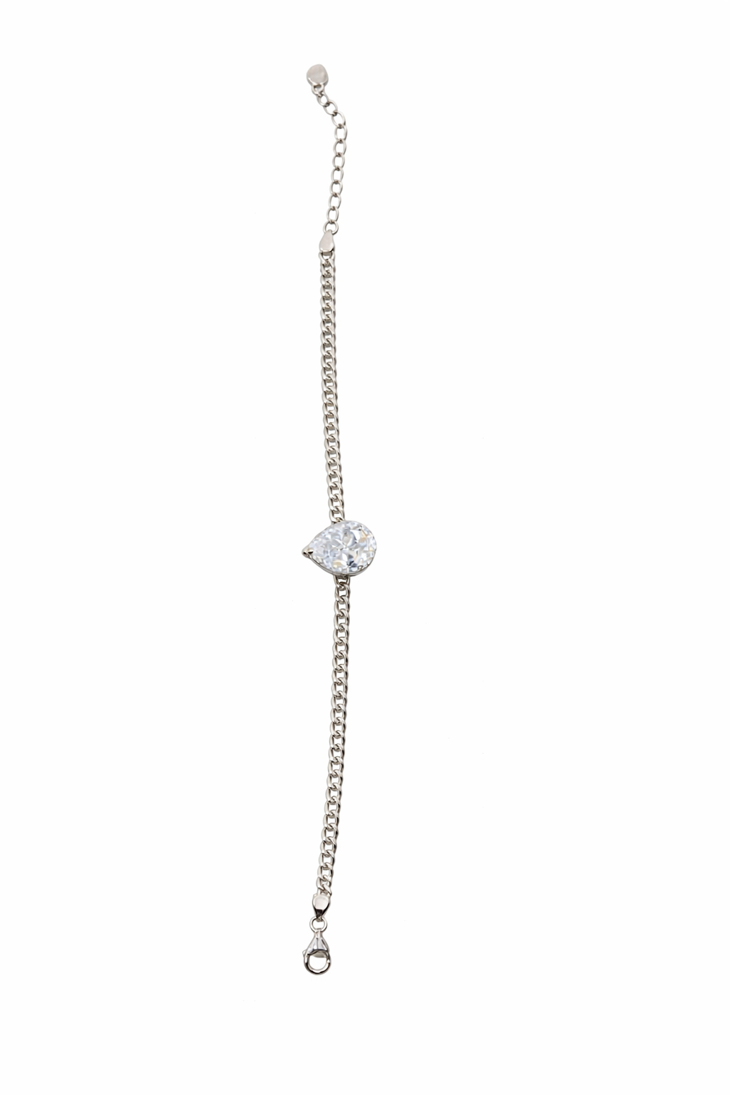 Pear Cut Crystal 925 Sterling Silver Chain Bracelet for Women | Silveradda