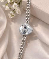 Pear Cut Crystal 925 Sterling Silver Chain Bracelet for Women | Silveradda
