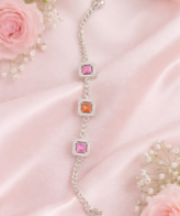 Royal Square Gemstone Silver Bracelet | Silveradda