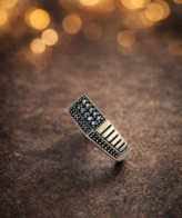 925 Sterling Silver Black Stone Ring for Men – Stylish Bold Rectangle Design | Silveradda