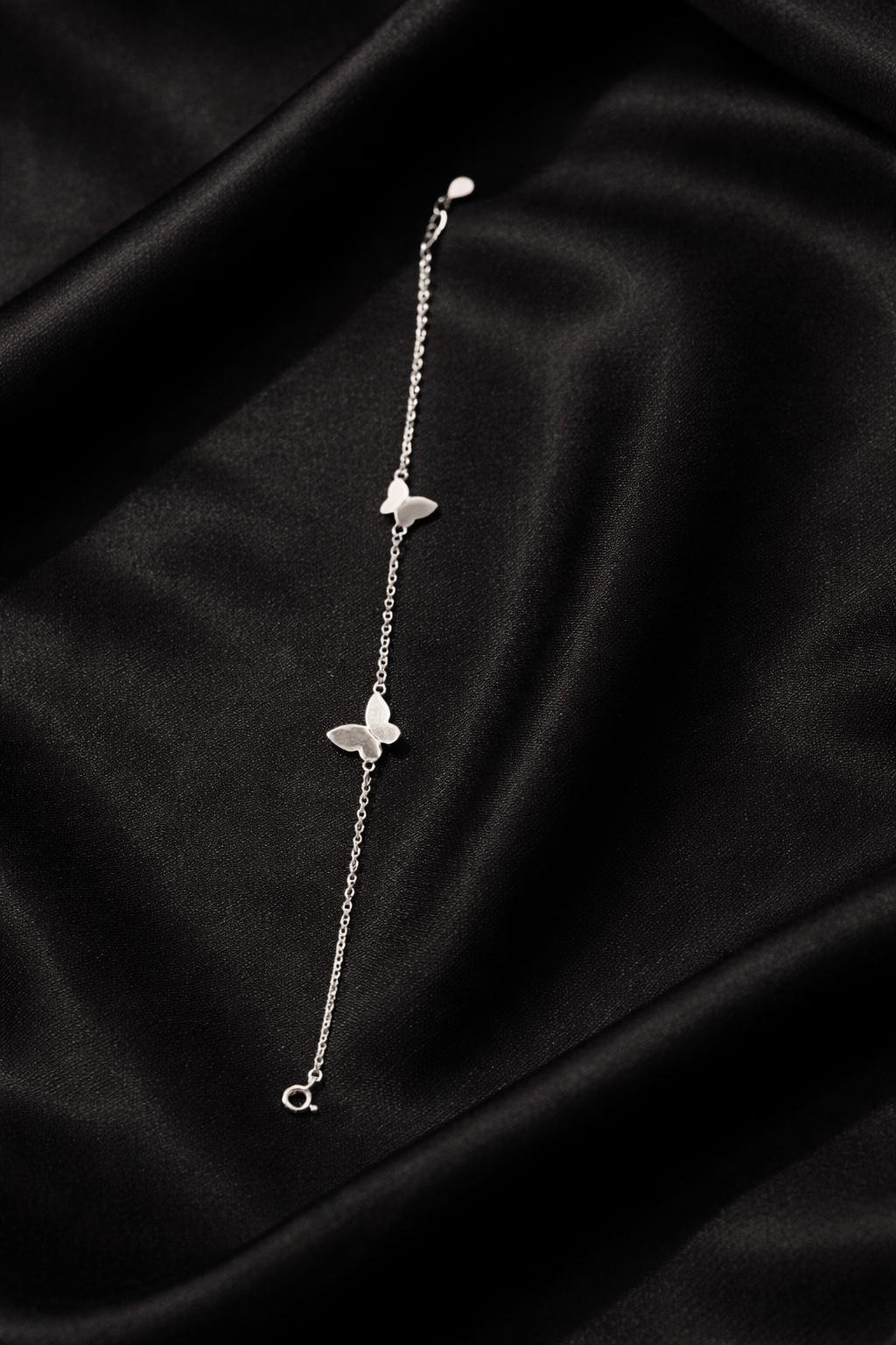 Delicate Butterfly Duo 925 Silver Bracelet for Women | Silveradda