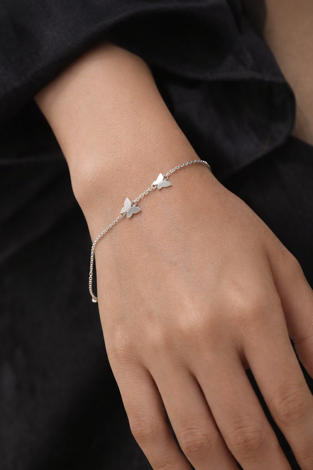 Delicate Butterfly Duo 925 Silver Bracelet for Women | Silveradda