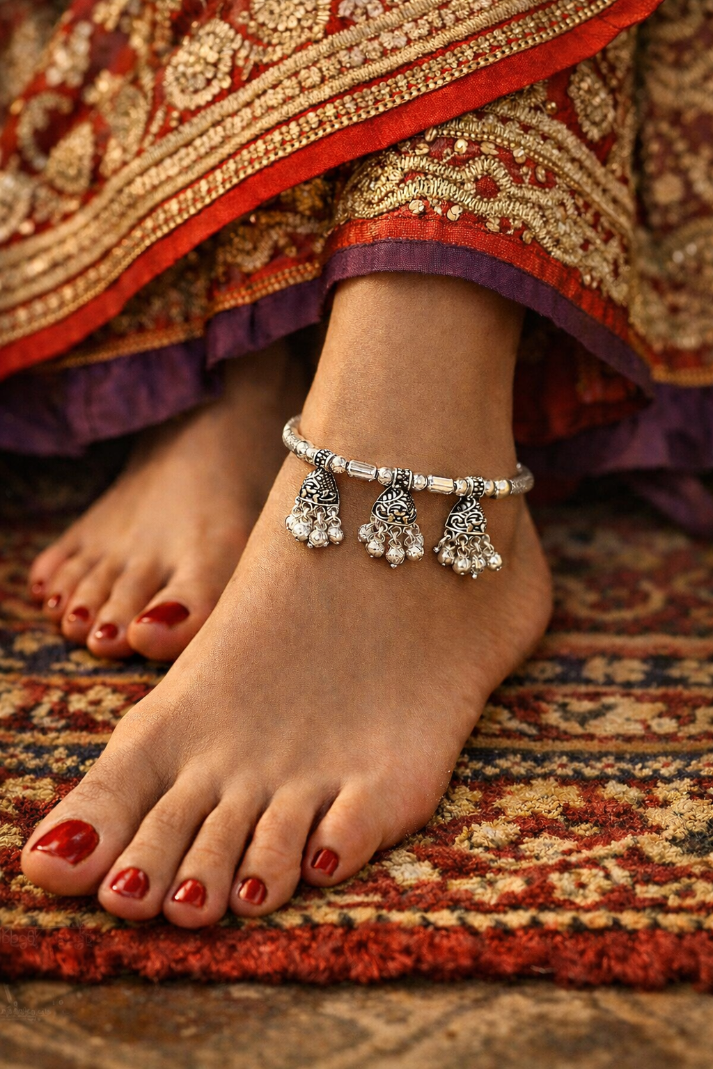 Elegant Jhumka Charm 925 Silver Anklet for Women Silveradda