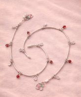 Elegant Red & Crystal Charm Silver Anklet for Women Silveradda