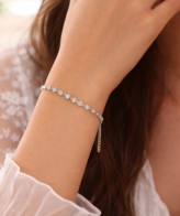 Elegant Round CZ Stone Tennis Bracelet | 925 Silver Adjustable Bracelet Silveradda