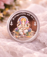 Premium Ganesha Printed Silver Coin | Hindu Religious Silver Coin Silveradda