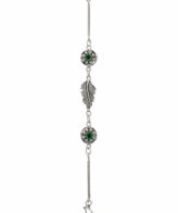 Green Stone Feather Charm 925 Sterling Silver Bracelet | Silveradda
