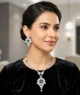Green Stone Silver Necklace Set for Women | Silveradda