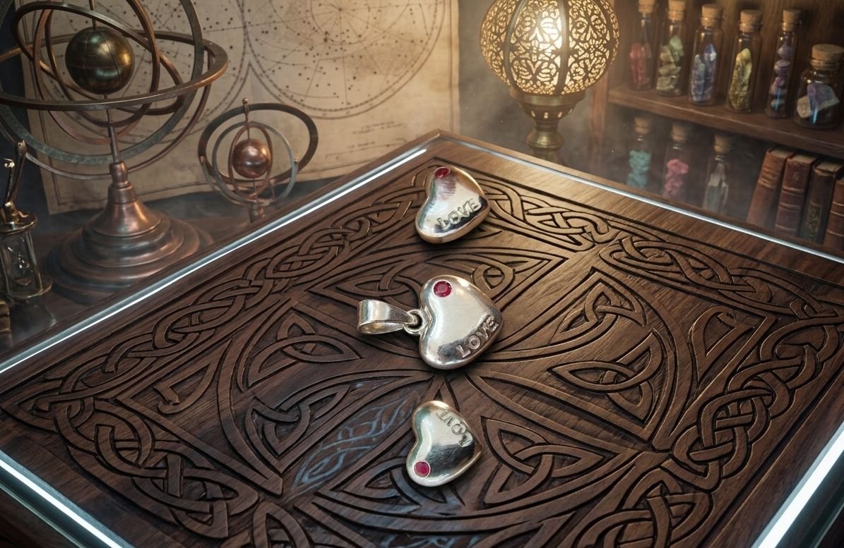 Heart Shape Silver Pendant Set for Women with Love Engraving | Silveradda