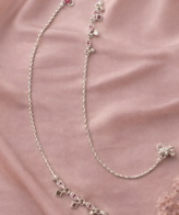 Pink Stone Silver Anklet for Women with Charm Design Silveradda