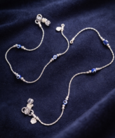 Protective Evil Eye Silver Anklet with Blue Beads for Women