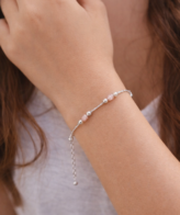 Soft Pink Bead Silver Adjustable Bracelet for Women | Silveradda
