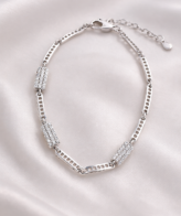Sparkling CZ Link 925 Sterling Silver Bracelet for Women | Silveradda