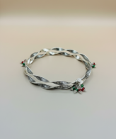 Twisted Shine Silver Anklet with Crystal Charm | Silveradda