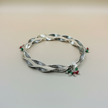 Twisted Shine Silver Anklet with Crystal Charm | Silveradda