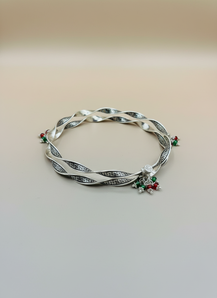 Twisted Shine Silver Anklet with Crystal Charm | Silveradda