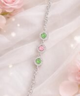Green & Pink Radiance Silver Bracelet | Silveradda