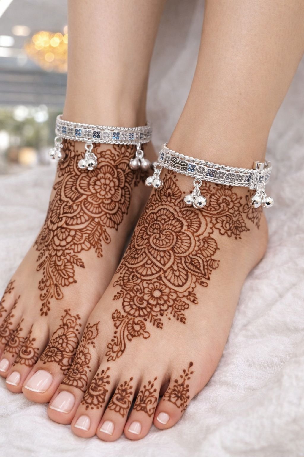 Traditional 925 Silver Blue Stone Payal Anklet with Ghungroo Charms – Silveradda