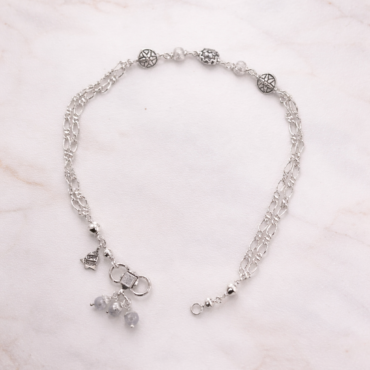 floral silver anklet for women