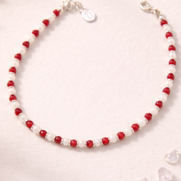 red white bead anklet payal