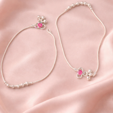 silver beaded anklet for women
