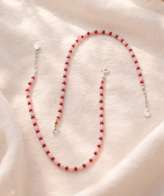 silver red white beads anklet for women
