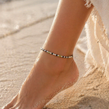 Chic Black Bead Silver Anklet for Women Trendy Minimal Payal Silveradda