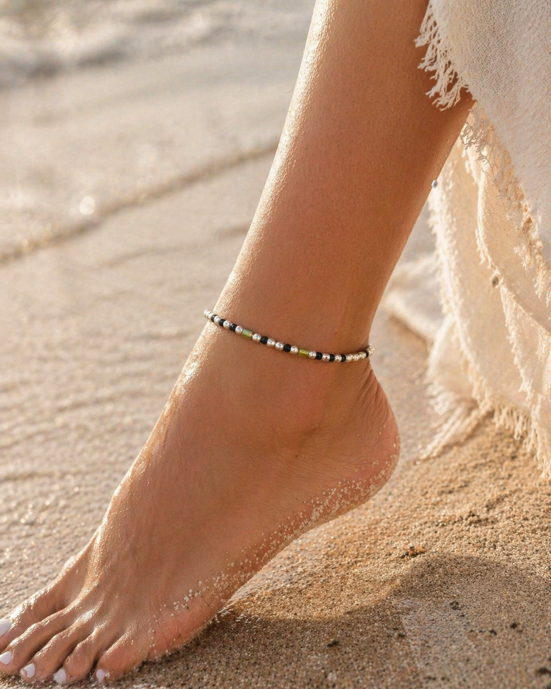 Chic Black Bead Silver Anklet for Women Trendy Minimal Payal Silveradda