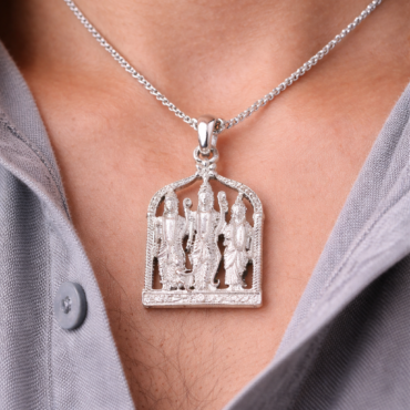 Ram Darbar silver pendant oxidized design