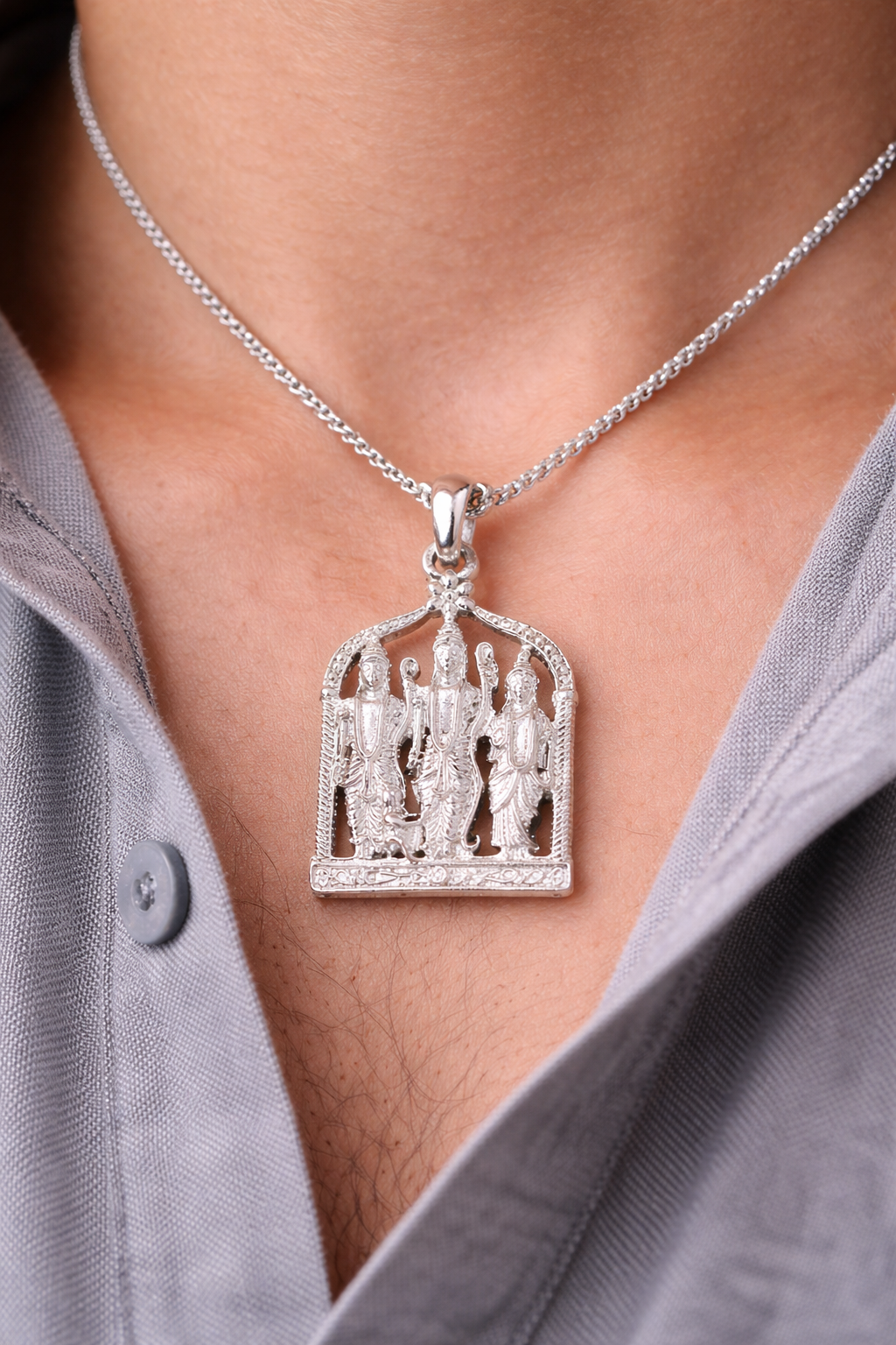 Ram Darbar silver pendant oxidized design